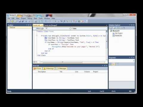 Visual Basic 2010 Tutorial 5 - Nested If Statements