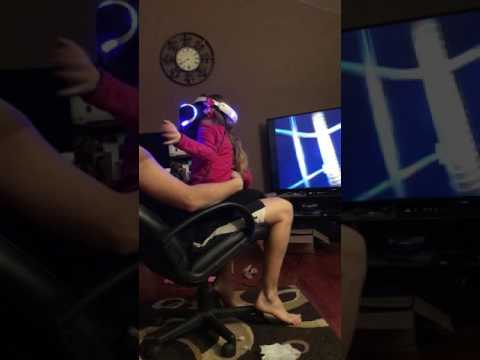 5 year old tries PlayStation VR Ocean Descent Shark Attack!!