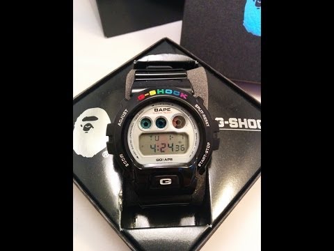 Casio G-SHOCK rainbow bape review unboxing. HD