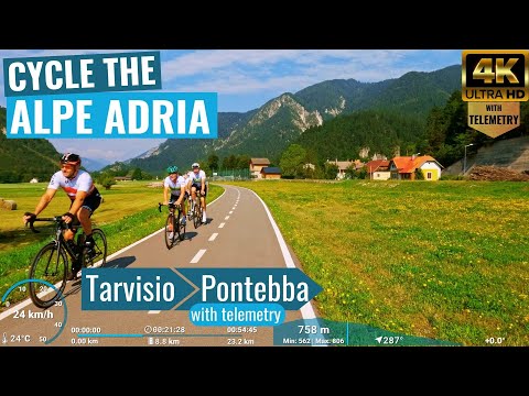 Alpe Adria Cycle Path - Tarvisio to Pontebba 🌞😎🚴‍♂️Indoor Cycling Video 🚴‍♂️😎🌞 with telemetry