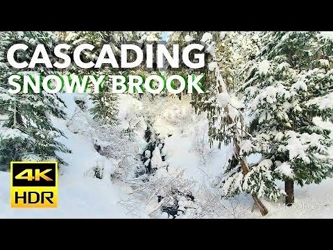 4K HDR Cascading Snowy Brook * Relaxing Nature Sound for HDR TV Content