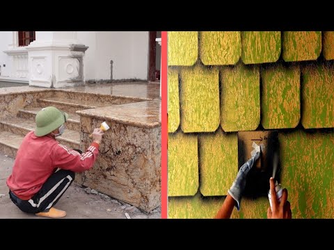 3D wall painting texture | Techniques Install Stone Granite Right Way | luxury looks | best work....