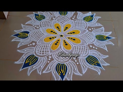 A beautiful flower design rangoli for festival season 🪷🌸esay and simple rangolidesigns #rangoli 