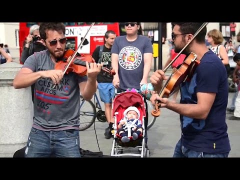 Hey Soul Sister Violin Street Performer Cover - live electronic Violin performers