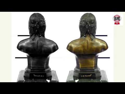 Native American Indian Warrior Chief Bronze Bust Sculpture Statue Figurine Art