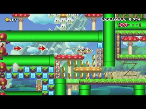 涼しげな土管ワールドで上下左右に走り回るＳＰＥＥＤＲＵＮ♥８０Ｓ by みなぴー☆★8 - Super Mario Maker - No Commentary 1bl