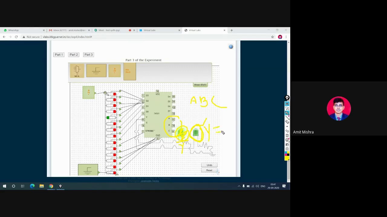8:1 MUX on Virtual lab (VLAB)