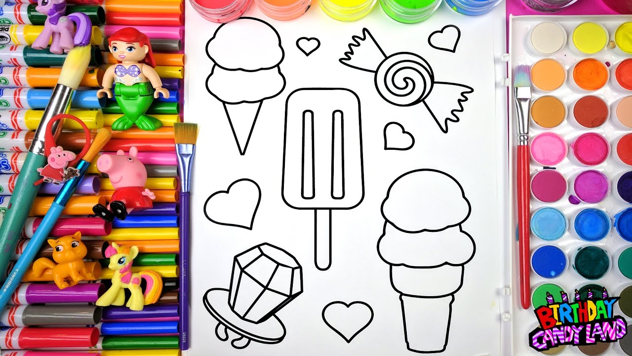 Coloring for Kids Ice Cream Popsicle Candy Coloring Pages