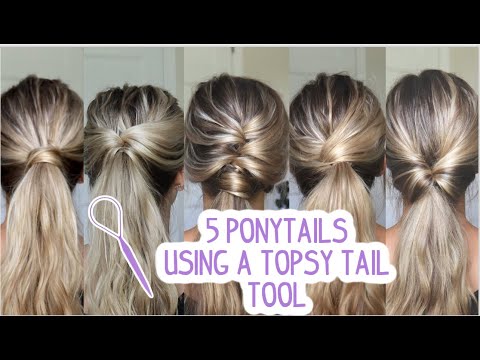 5 PONYTAILS USING A TOPSY TAIL TOOL - Short, Medium, & Long Hairstyles