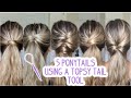 5 PONYTAILS USING A TOPSY TAIL TOOL Short Medium Long Hairstyles