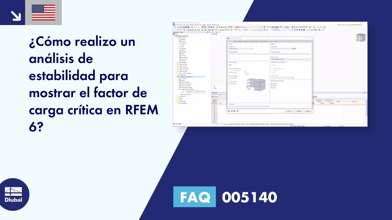 FAQ 005140 | ¿Cómo realizo un análisis de estabilidad para determinar el factor de carga crítica en RFEM 6?