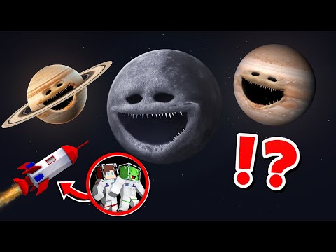 JJ and Mikey vs The MOON Wakes UP!  SATURN and JUPITER COSMIC  in Minecraft - Maizen