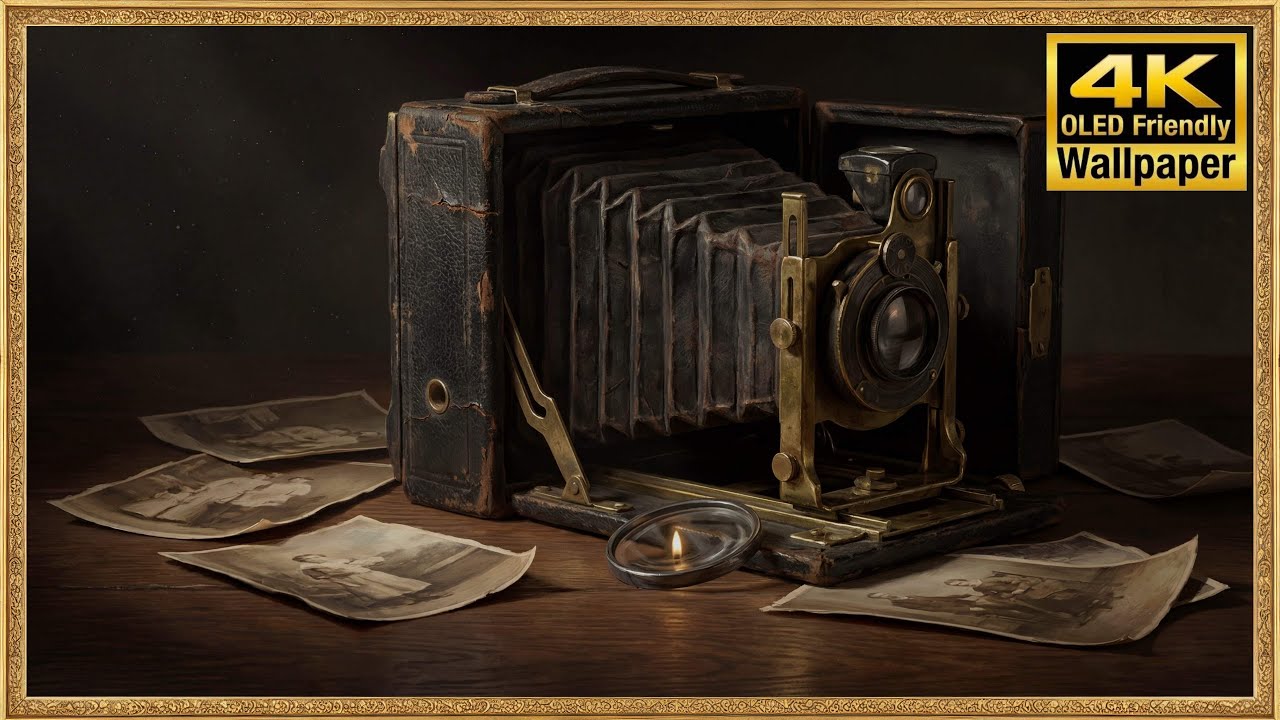 4K Wallpaper - Antique Camera & Photos - Vintage Nostalgia