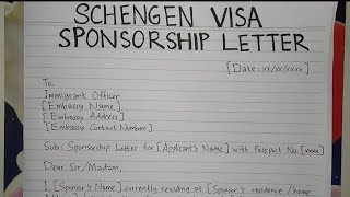 How To Write Schengen Visa Sponsorship Letter Template Format | Writing Practices