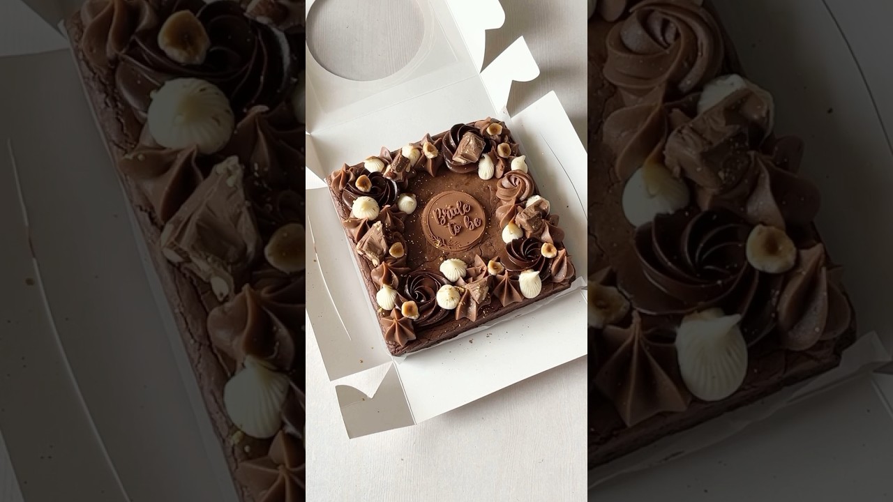 This beautiful chocolate brownie slab for a ‘bride to be’ 💕✨