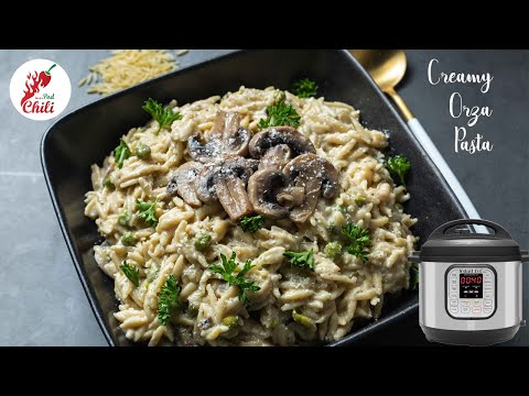 Creamy Orzo pasta with Mushroom and Peas | Instant pot pasta recipe | ASMR Cooking