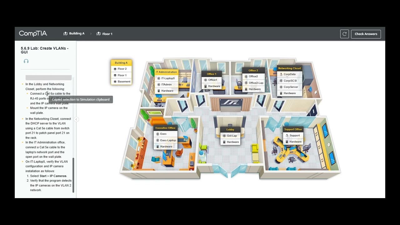 Testout | Network + | 5.6.9 Lab: Create VLANs-GUI
