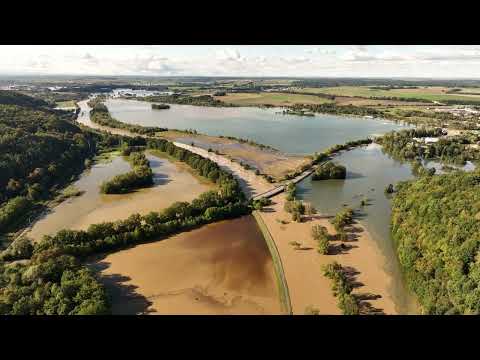 Povodně 2024 -  Dolní Benešov, Kozmické ptačí louky, řeka Opava, Hlučínská štěrkovna