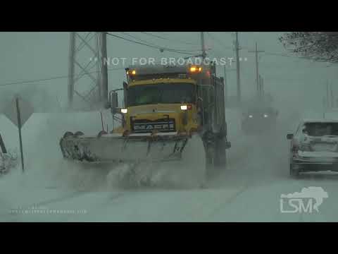 2-3-2022 Geneva, OH - Winter Storm Impacts I-90 Travel, Plows Clearing Snow, Slick Roads