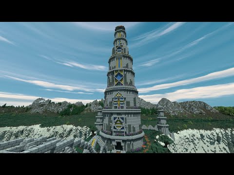 BuildBros - Minecraft EPIC Mage Tower Timelapse Build | Minecraft Templar City Pt. 1 - Wizard Tower and Bridge