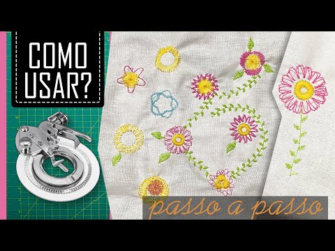 Testando Calcador Circular de Ponto Flor em Máquina Doméstica Passo a Passo [Como Bordar Flores]