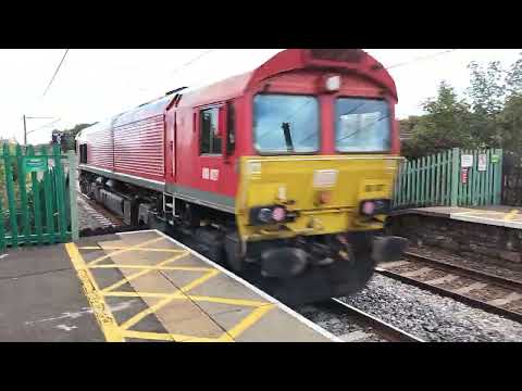 DB Cargo light loco 66017  passes through Chester le Street station on ECML