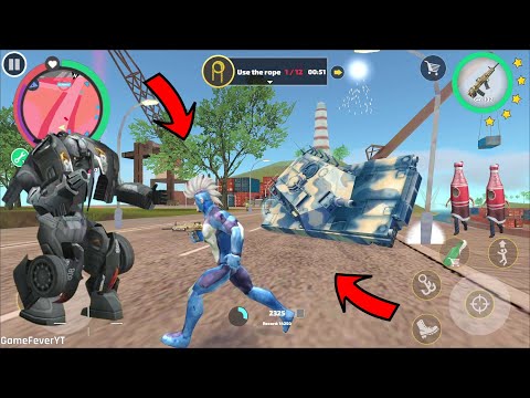 Rope Hero Vice Town - (Rope Hero Fight Army Tank) Army Tank bounce in the sky - Android Gameplay HD
