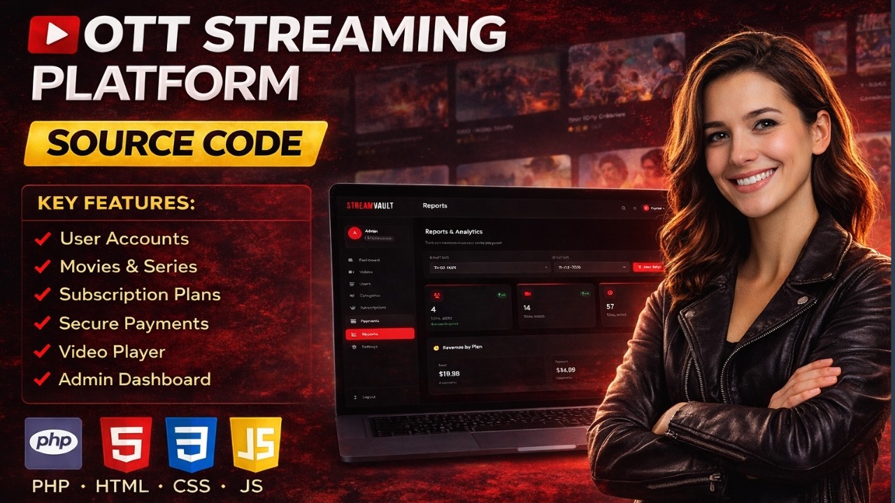 OTT Streaming PHP Script | Full Project Demo + Source Code (For Students & Developers)