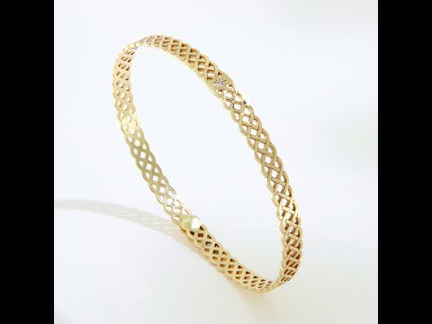 Bratara Fixa Aur 14k Model Impletit & Diamant Natural - Rafinament in Forma Pura