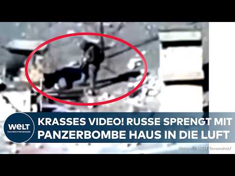 UKRAINE-KRIEG: Krasses Video von der Front in Torezk! Russe sprengt Haus mit Panzermine in die Luft