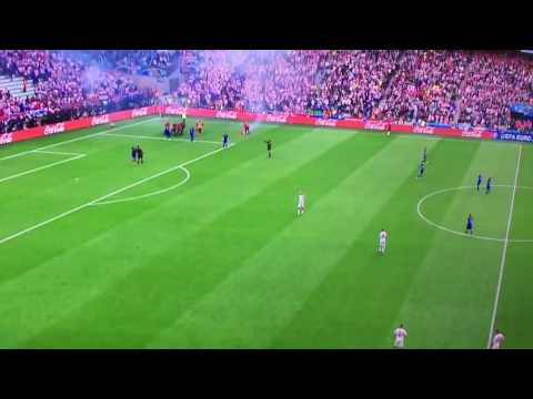 Croatia fans throwing firework at steward during Czech Republic vs  Croatia