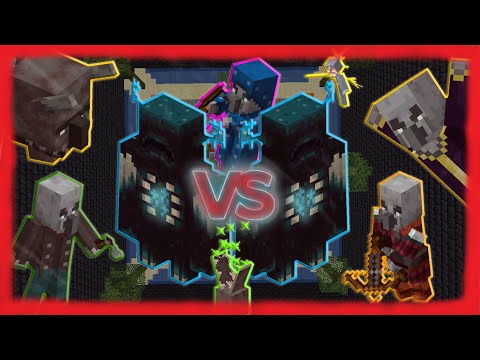 Raid vs 15 Warden - Minecraft Mob Battle 1.17.1