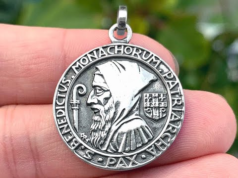 Saint Benedict medal Head PAX, Protect Medal, Sterling Silver, Médaille de Saint Benoît