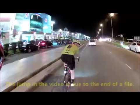 A nasty left hook on cyclist.