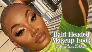 Bald Headed Makeup Look | Soft Glam Dark Skin | Foundation Routine | Laurasia Andrea