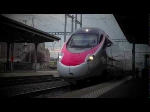 Slowmotion: SBB CFF FFS Eurocity 51 (Basel - Milano Centrale) in Thun (ETR 610) & Announcement