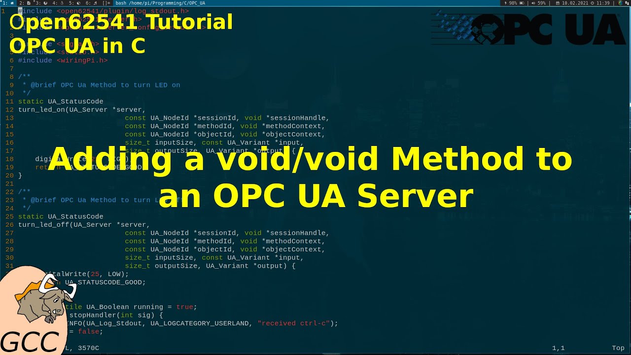 Open62541 (OPC UA in C) Tutorial: Adding a void/void Method to an OPC UA Server
