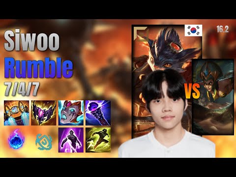 Siwoo Top Rumble vs Cassiopeia lol KR solo rank Full Game 16.2 | 시우 럼블 vs 카시오페아