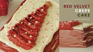 [크리스마스🎄] 레드벨벳 크레이프 케이크 만들기 : Christmas Red Velvet Crepe Cake Recipe : レッドベルベットクレープケーキ | Cooking ASMR