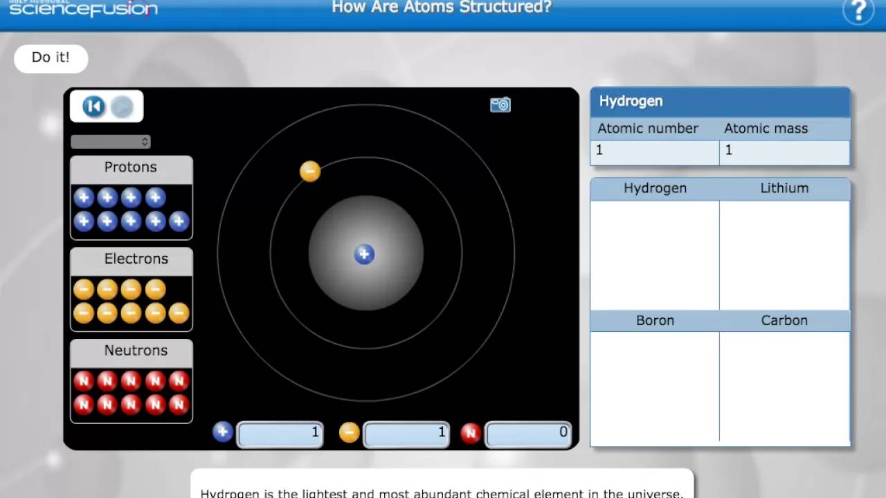 H Virtual Lab 3.1 How Are Atoms Structured?