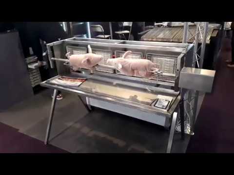 Tournebroche professionnel gaz L1800 avec toit réglable, broche motorisée 60 kg - réf. Touma15_3