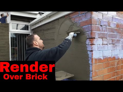 How I Render Brick Walls Outside Exterior cement rendering acrylic