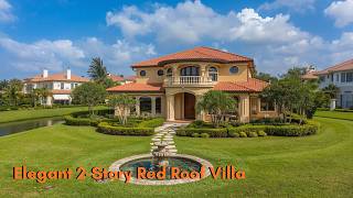 Elegant 2-Story Villa with Red Roof and Peaceful Garden