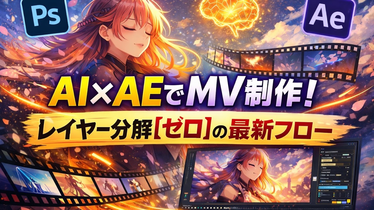 【AI×AE】MV制作の最新ワークフロー！Photoshopのレイヤー分解はもう不要