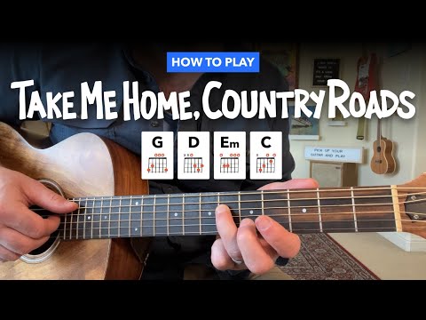 🎸 Take Me Home, Country Roads • Easy guitar lesson w/ chords (John Denver)