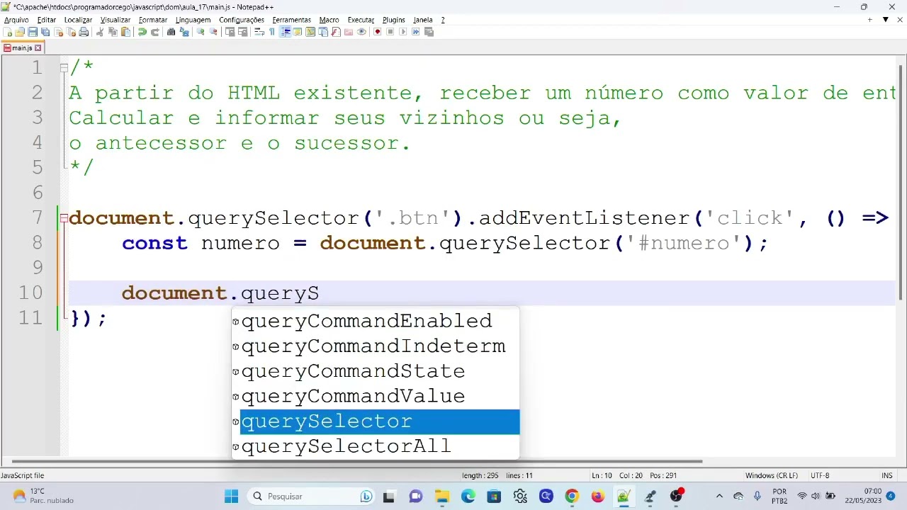 JavaScript DOM: Aula #17 - Exercício #1