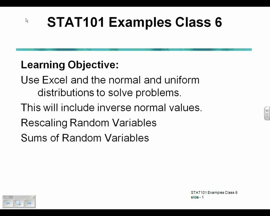 STAT 101 Examples Class 6, Example 1