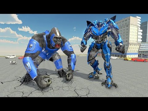 Bigfoot Gorilla Attack Transforming Robot Monster | Robot Gorilla Battle | Gorilla Robot Rampage