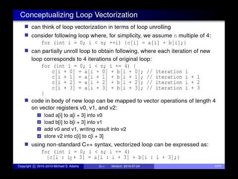 SENG 475 Lecture 34 (2019-07-24) — Vectorization
