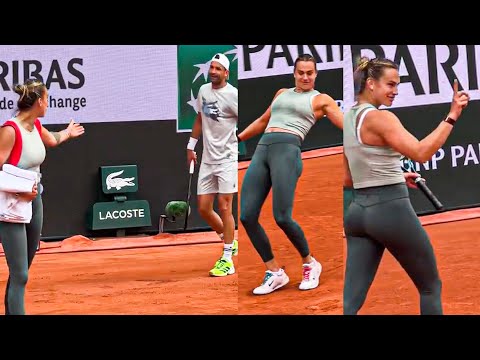 Aryna Sabalenka's Reaction When Dimitrov Tried to HIT Her during Practice | Roland-Garros 2025